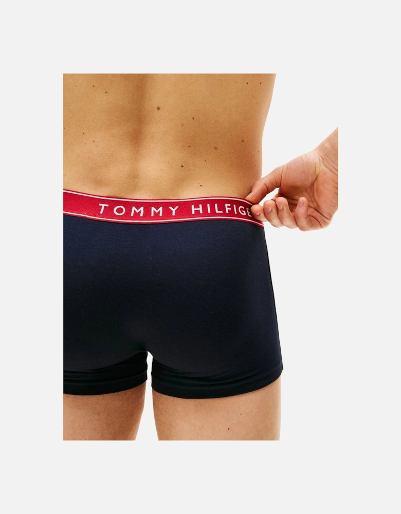 3-Pack Retro Logo Boxer Trunks, Navy w/ red/white/navy