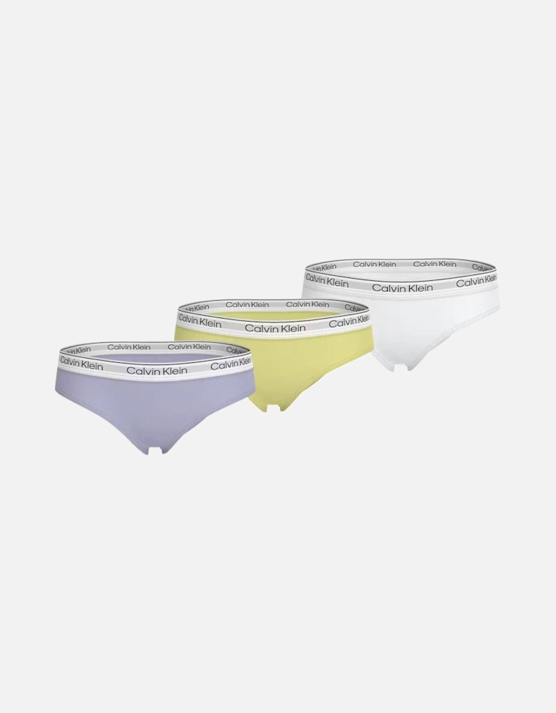 Girls 3-Pack Modern Cotton Bikini Briefs, Purple/White/Yellow