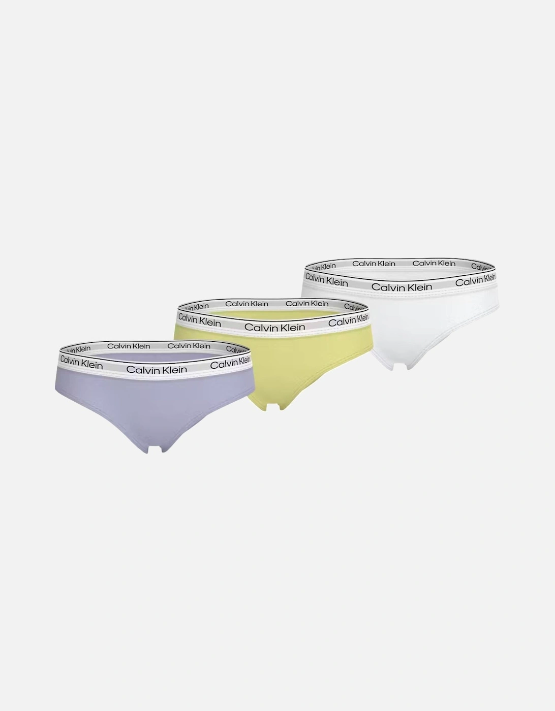 Girls 3-Pack Modern Cotton Bikini Briefs, Purple/White/Yellow, 2 of 1