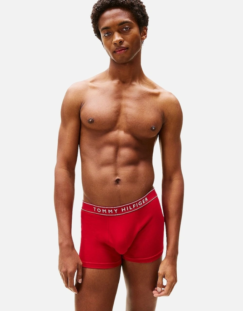 3-Pack Retro Logo Boxer Trunks, Red/White/Navy