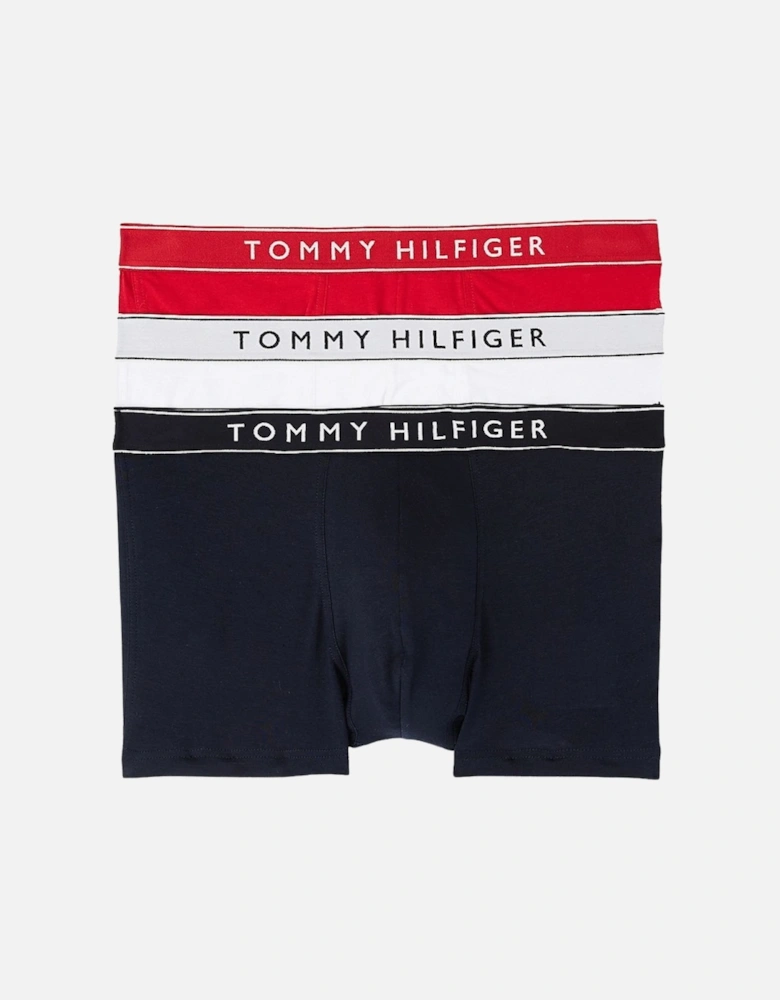 3-Pack Retro Logo Boxer Trunks, Red/White/Navy