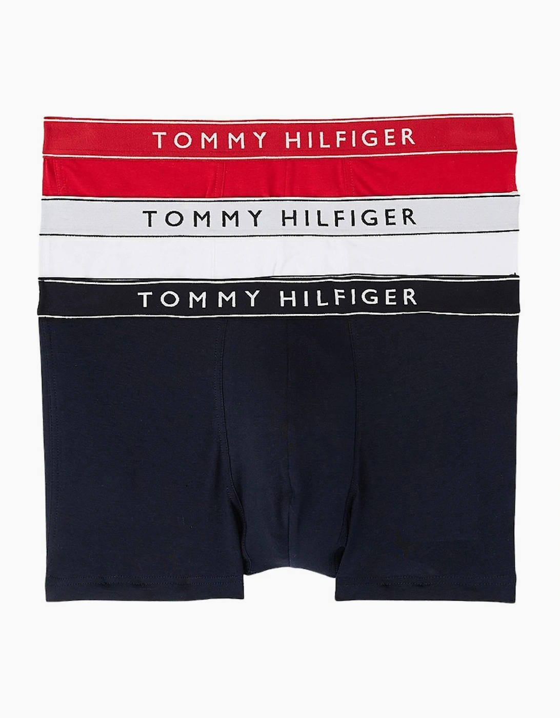 Tommy Hilfiger Men's 3-Pack Retro Logo Boxer Trunks, Red/White/Navy - Black - Size: 33/32/32