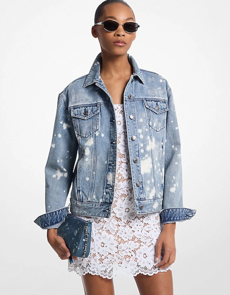 Hand-Splattered Denim Trucker Jacket