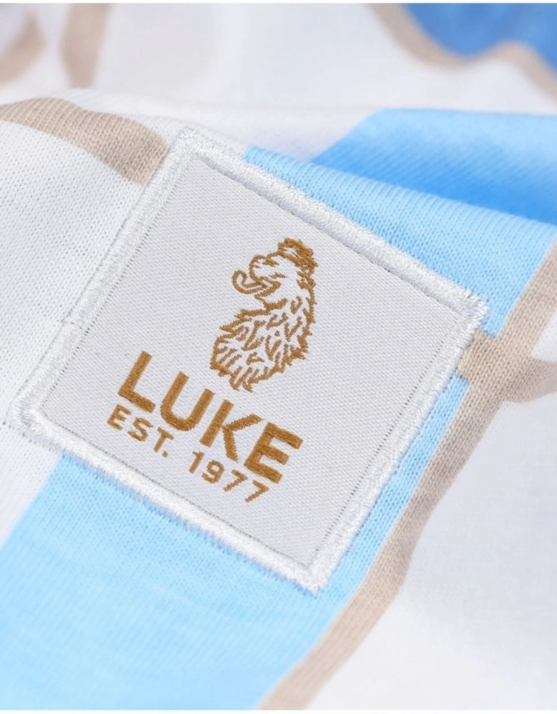 Luke Birdoswald Check T-shirt White Denim Blue