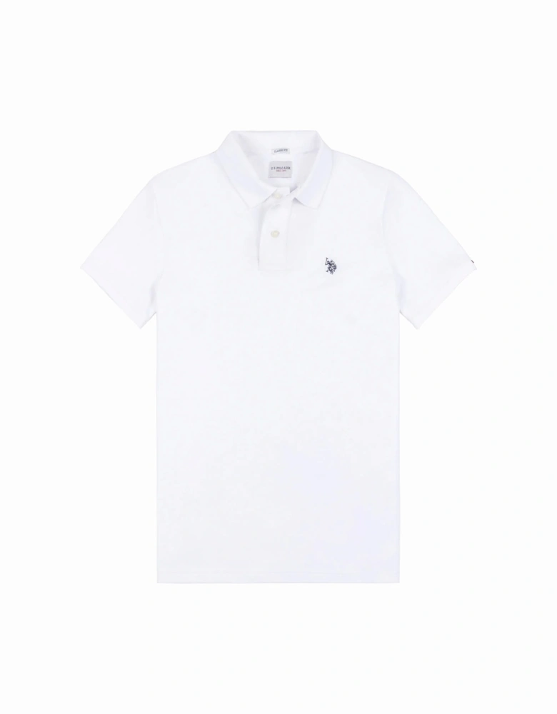 U S Polo Assn Men's DHM Pique Polo White/Dark Sapphire Navy DHM