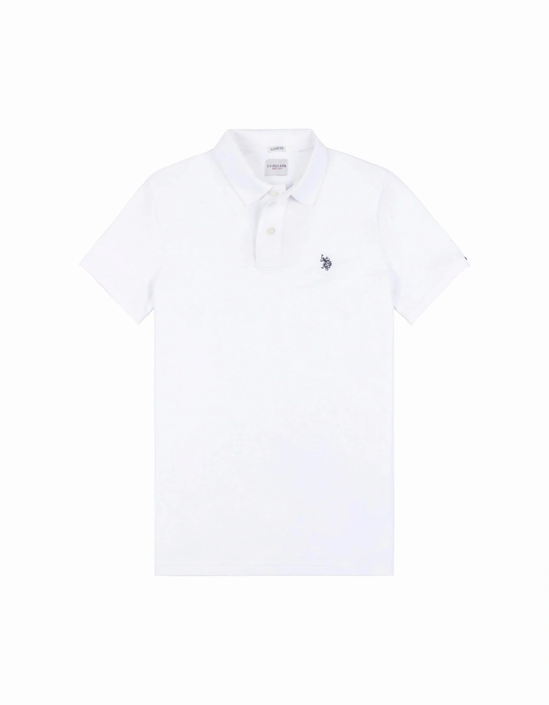 U S Polo Assn Men's DHM Pique Polo White/Dark Sapphire Navy DHM