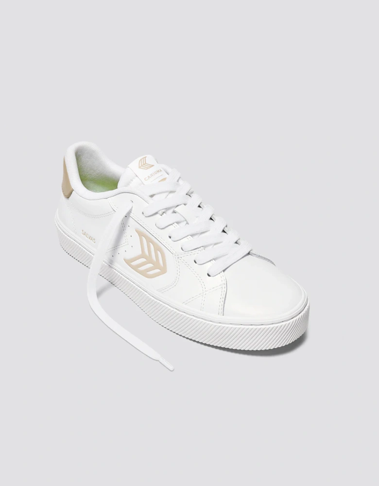 Women's SALVAS Leather Logo Sneaker White/Sand