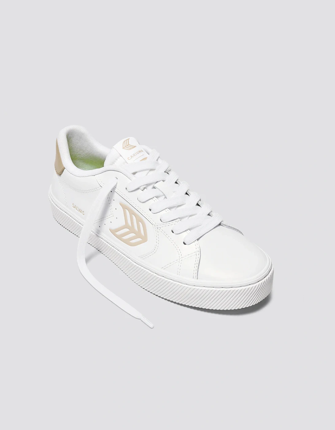 Women's SALVAS Leather Logo Sneaker White/Sand, 6 of 5