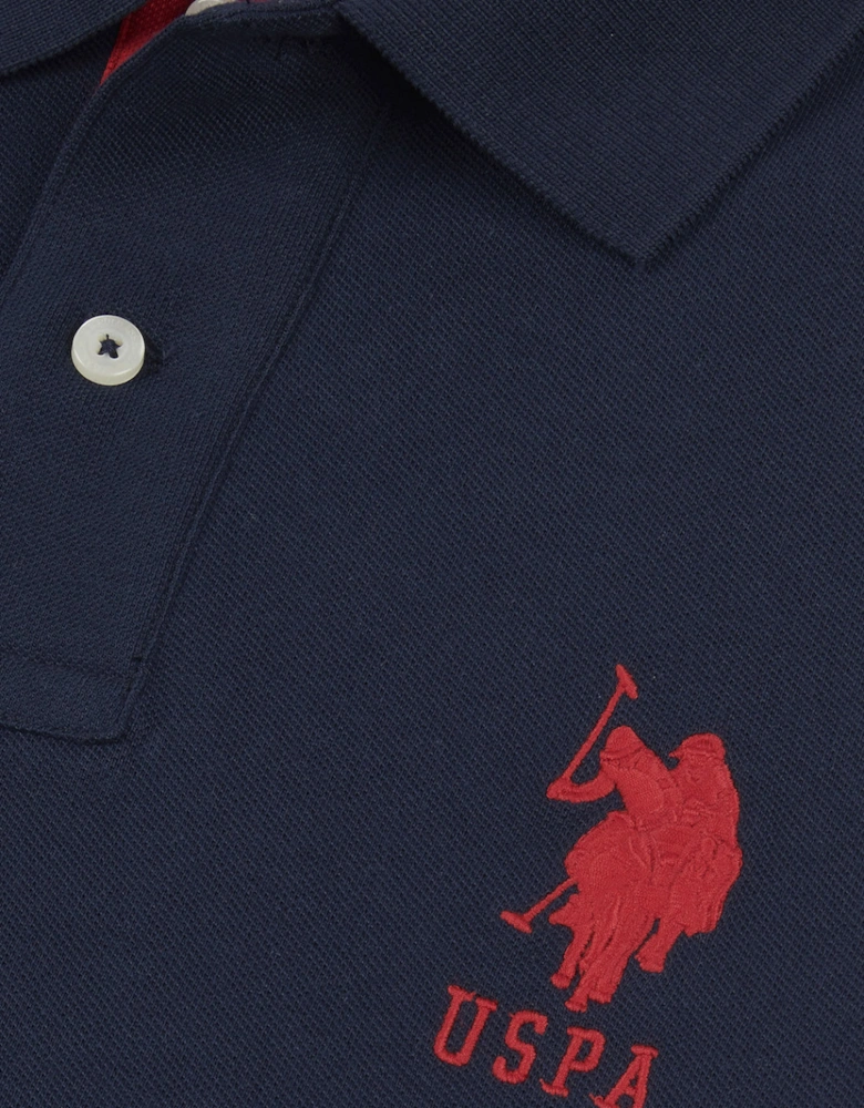 U S Polo Assn Men's Player 3 Pique Polo Dark Sapphire Navy/Haute Red DHM