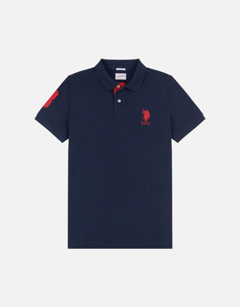 U S Polo Assn Men's Player 3 Pique Polo Dark Sapphire Navy/Haute Red DHM