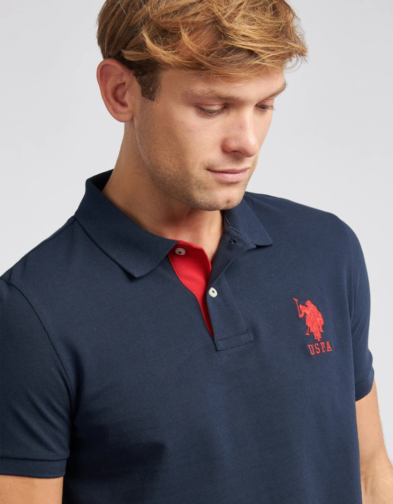 U S Polo Assn Men's Player 3 Pique Polo Dark Sapphire Navy/Haute Red DHM