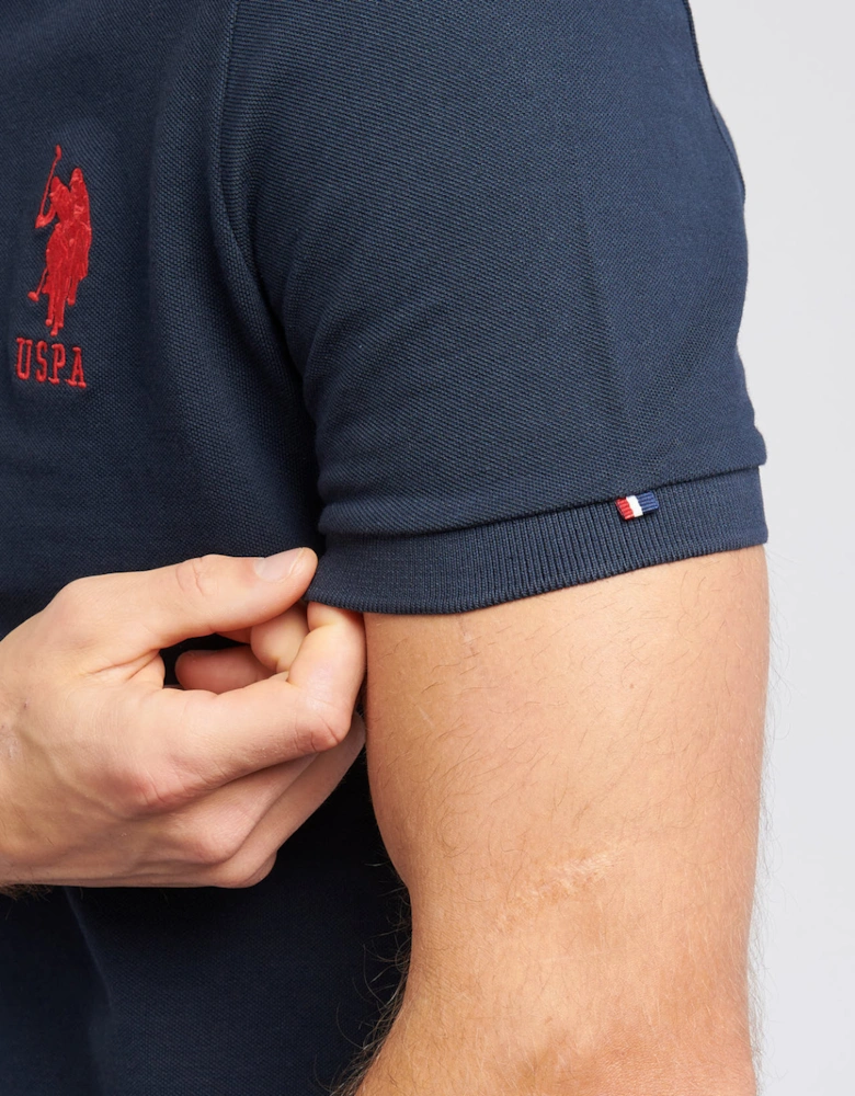 U S Polo Assn Men's Player 3 Pique Polo Dark Sapphire Navy/Haute Red DHM