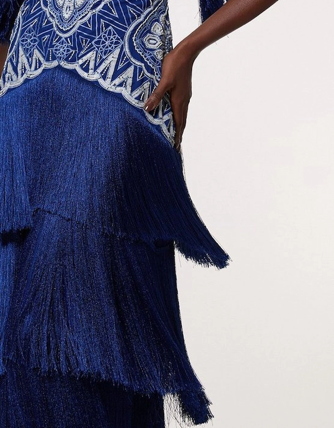 Embellished Fringe Woven Maxi Dress