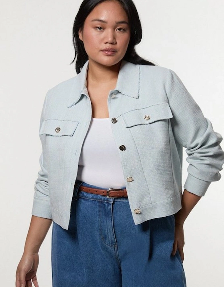 Plus Size Spring Tweed Tailored Jacket