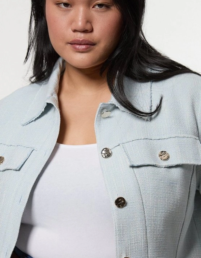 Plus Size Spring Tweed Tailored Jacket