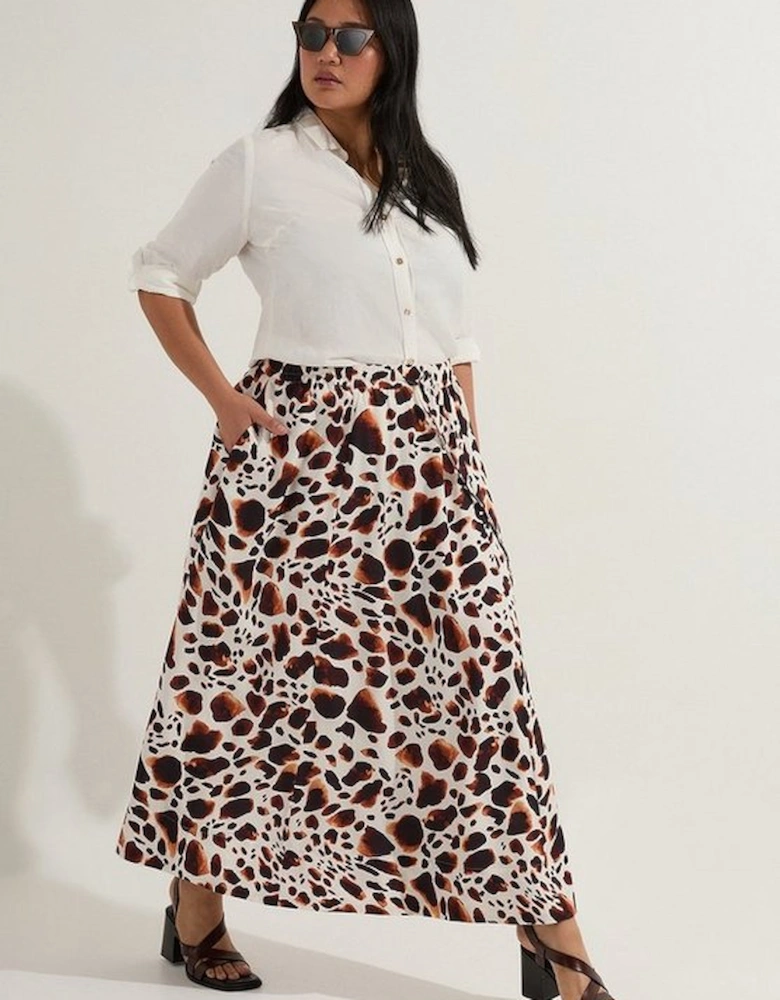 Plus Size Premium Viscose Linen Tie Waist Woven Skirt