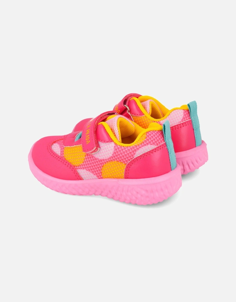 Girls Fuchsia Pink Spotty Trainers