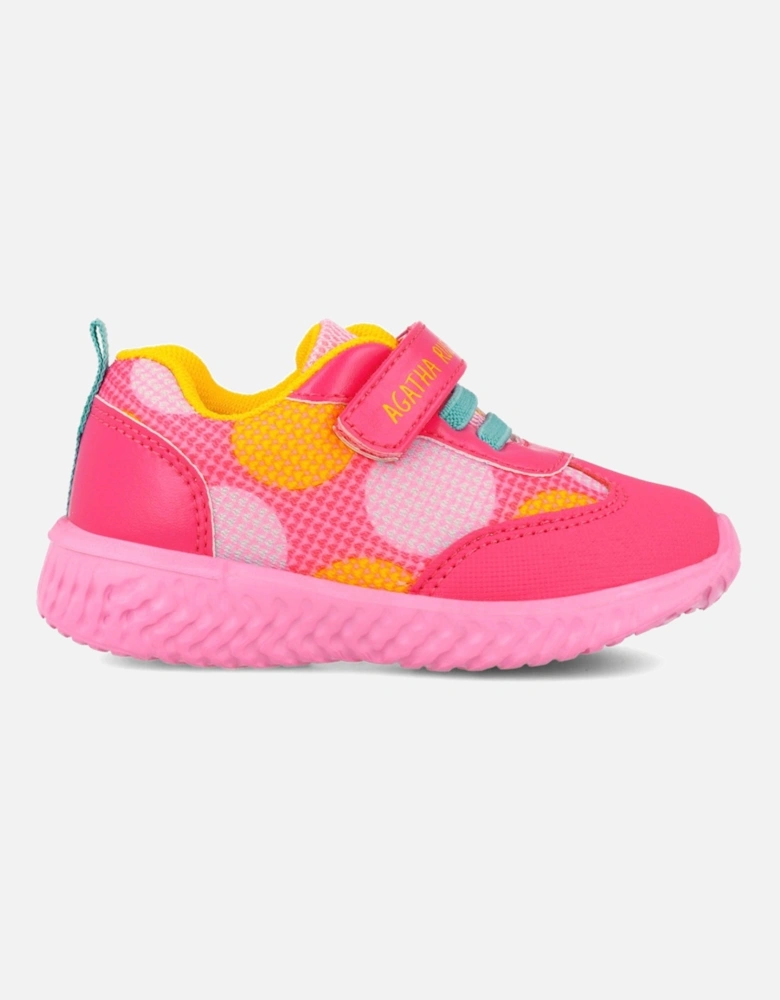 Girls Fuchsia Pink Spotty Trainers