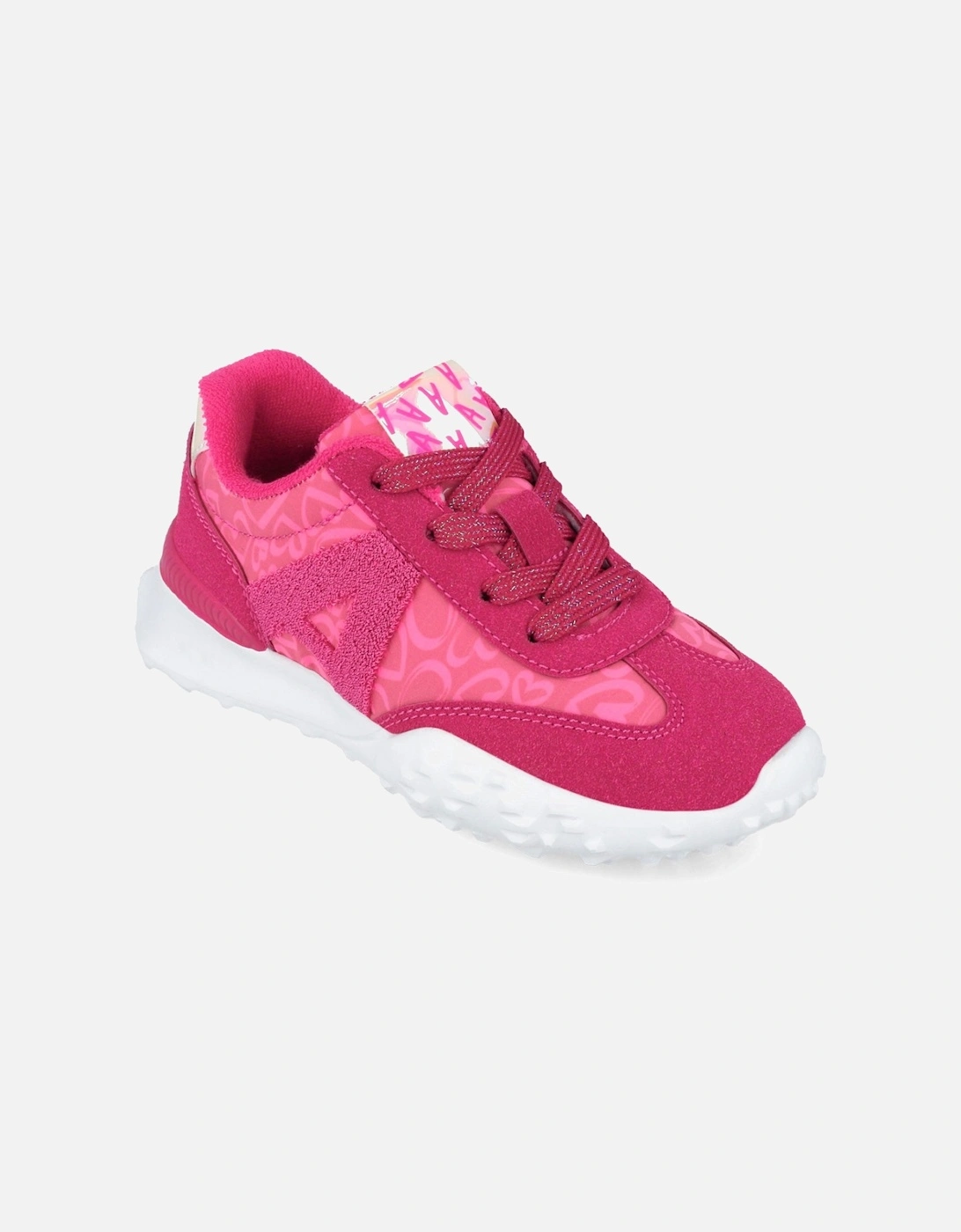 Girls Fuchsia Pink Heart Sporty Trainers