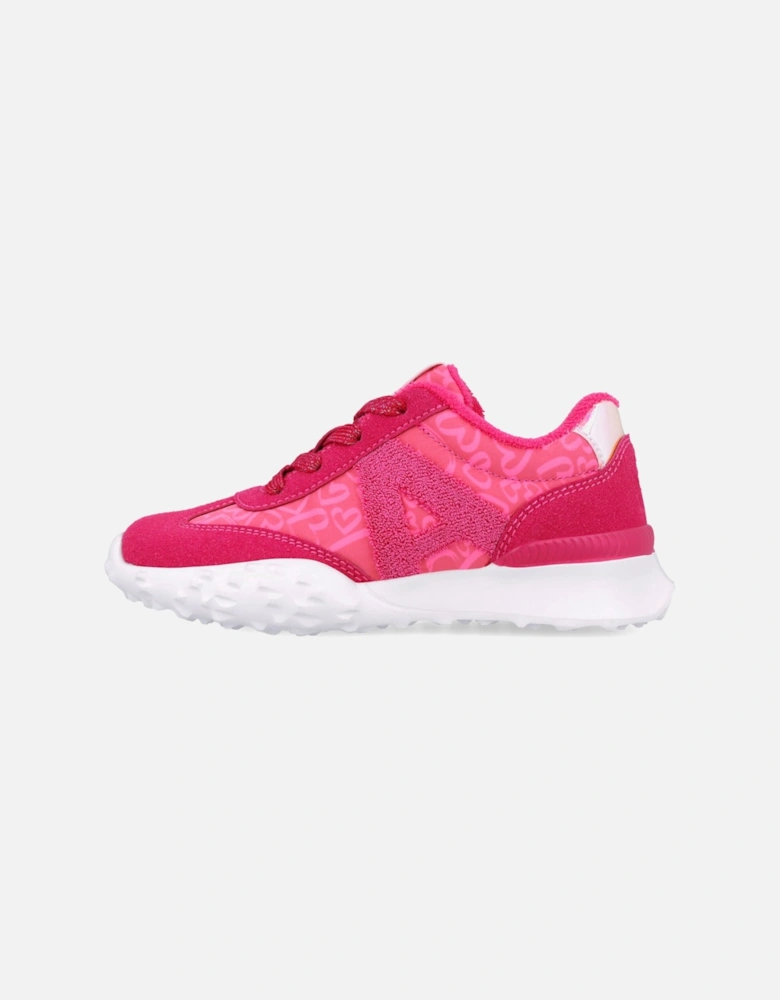 Girls Fuchsia Pink Heart Sporty Trainers