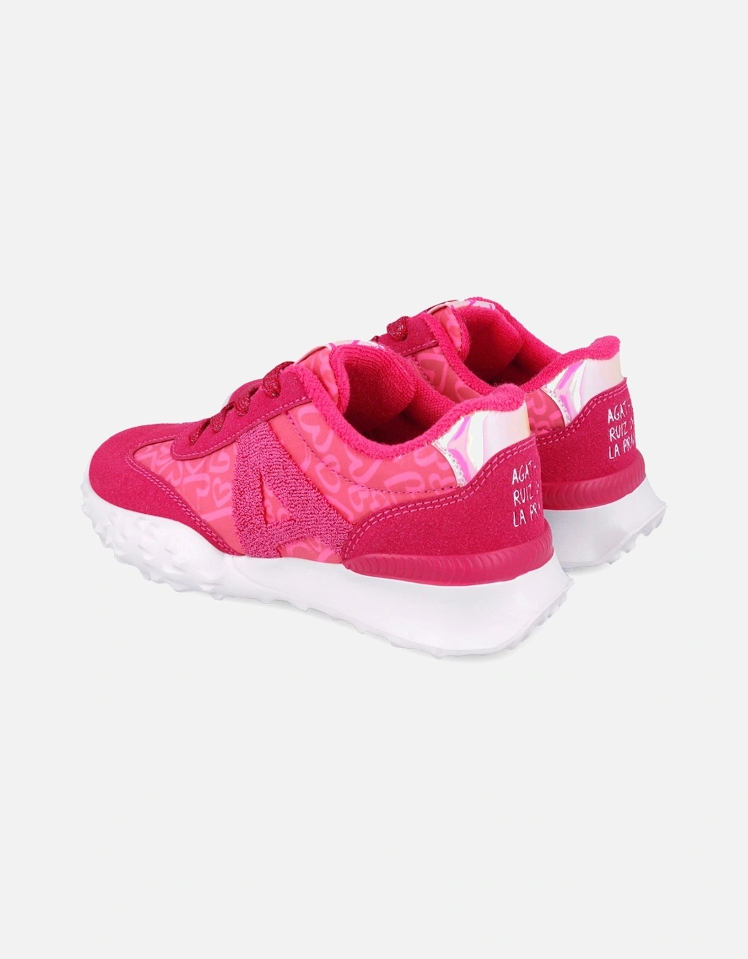 Girls Fuchsia Pink Heart Sporty Trainers