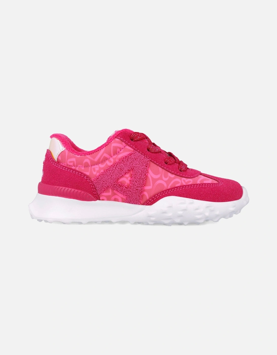 Girls Fuchsia Pink Heart Sporty Trainers