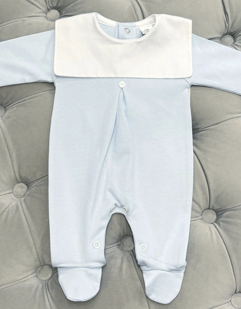 Boys Blue Square Collared Babygrow