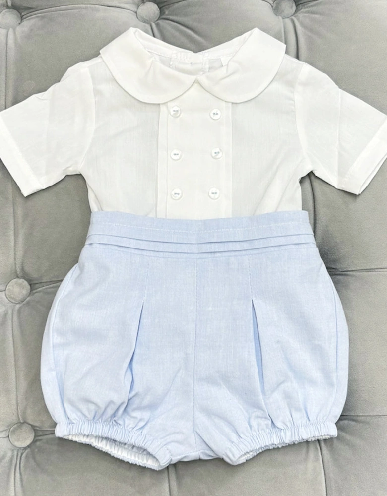 Boys Blue Linen Buster Short Suit