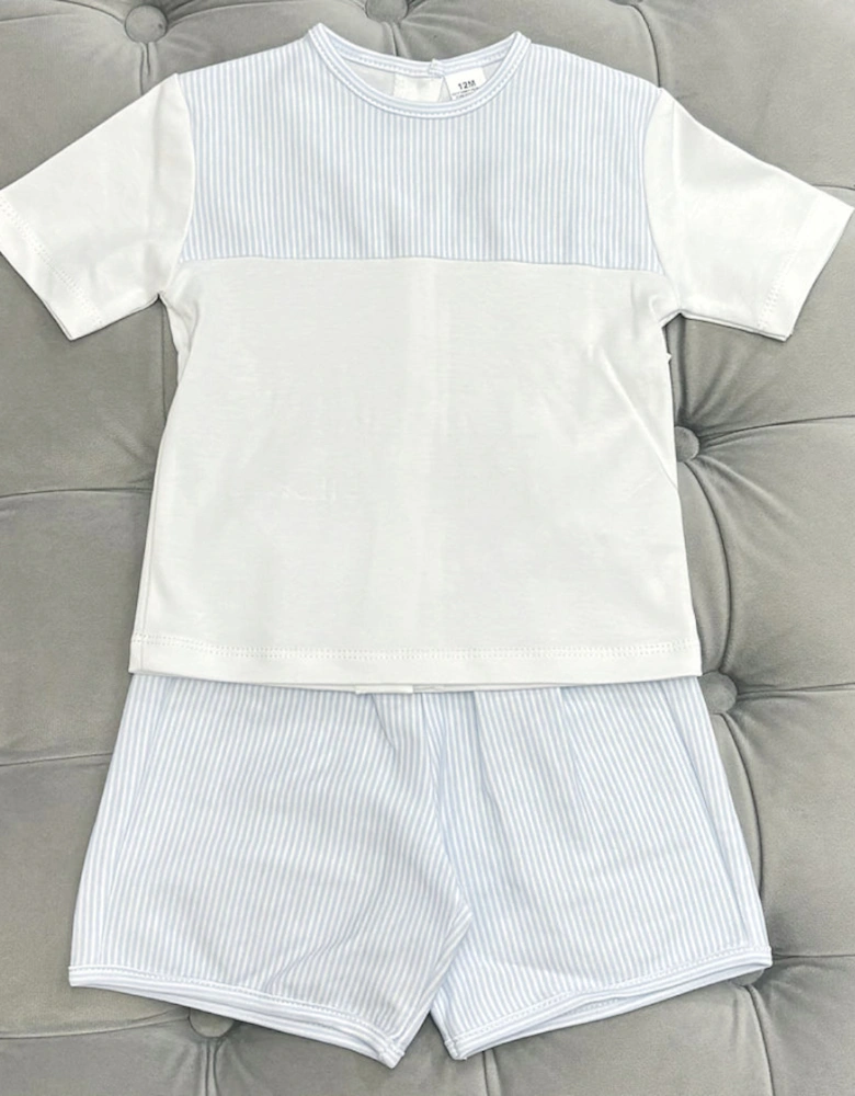 Boys Blue and White Stripe Short Set