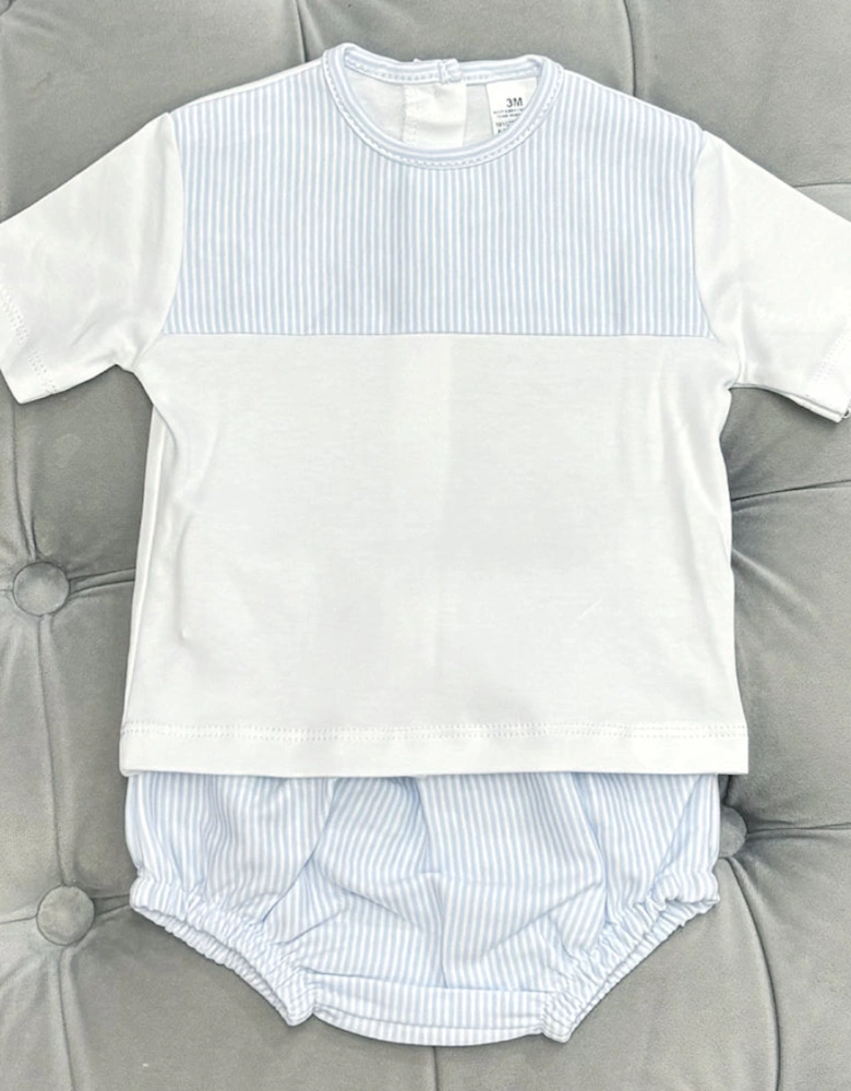 Boys Blue and White Stripe Jam Pant Set