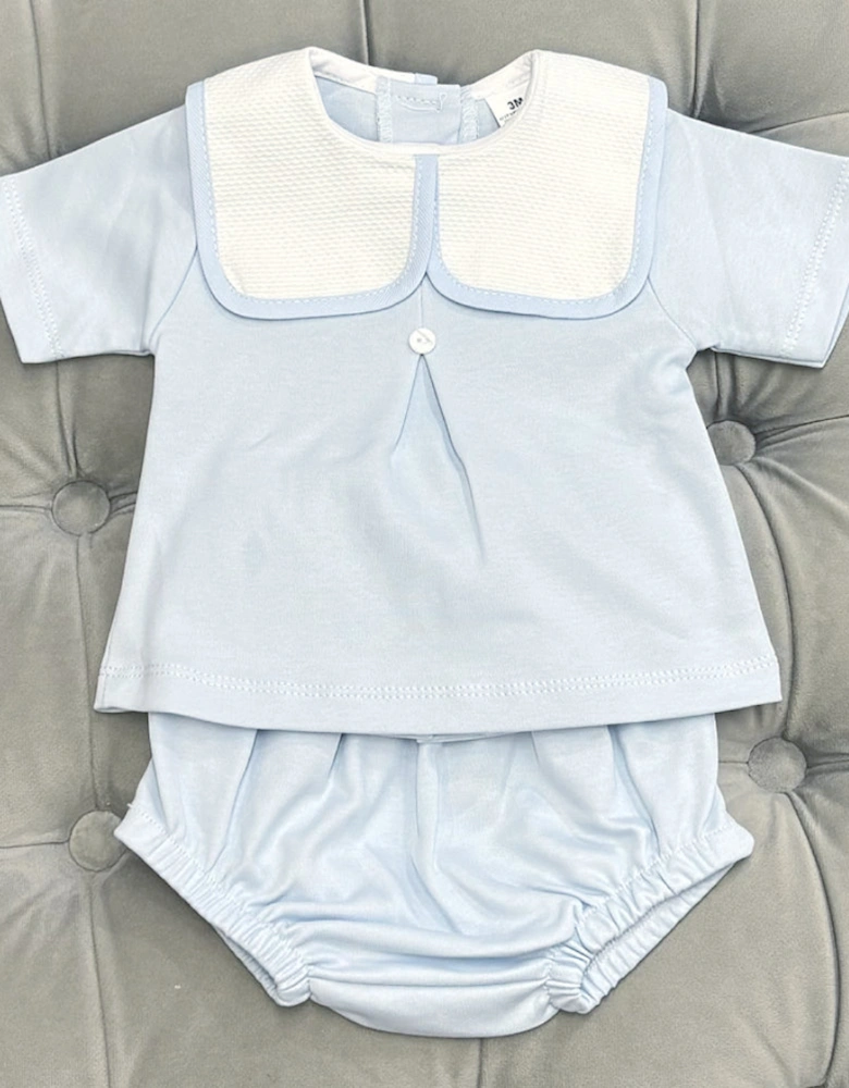 Boys Blue Square Collared Jam Pant Set