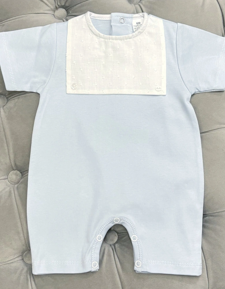 Boys Blue Square Collared Romper