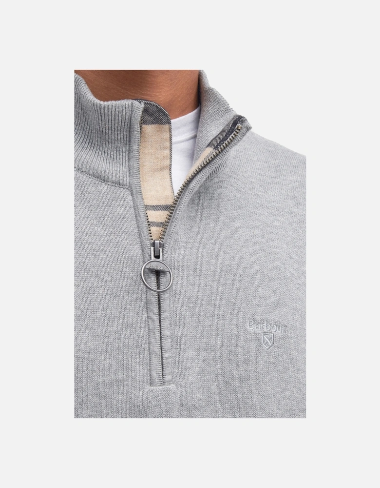 Cotton Half Zip Grey Marl
