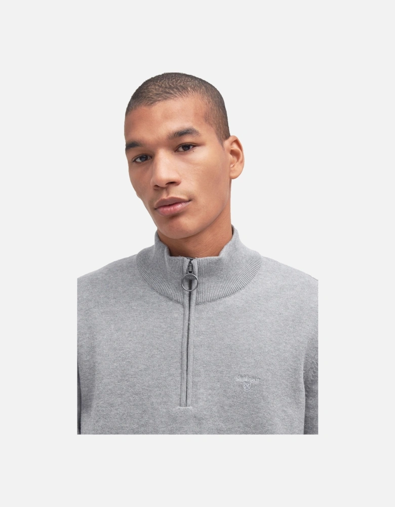 Cotton Half Zip Grey Marl