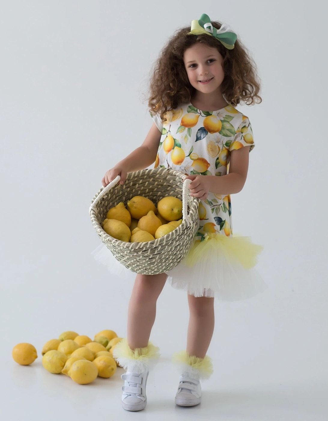 Girls Lemon Print Tulle Tutu Dress