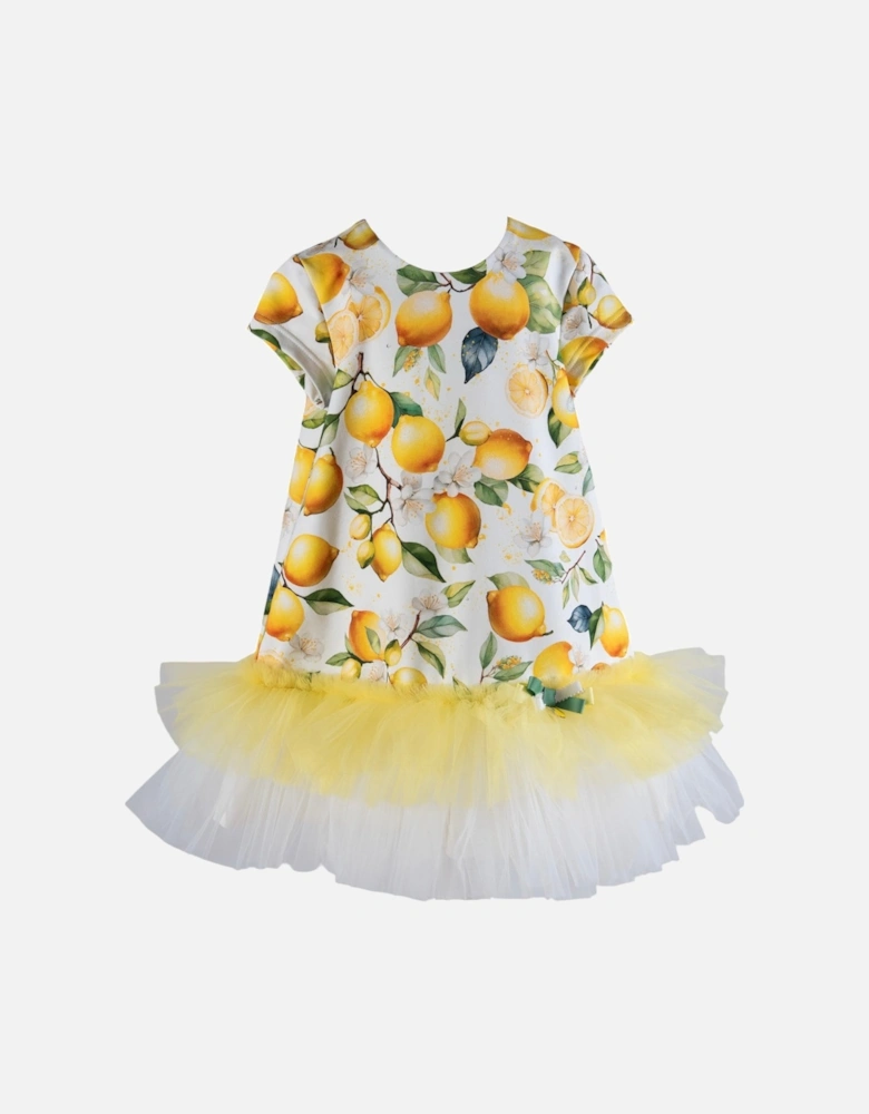 Girls Lemon Print Tulle Tutu Dress