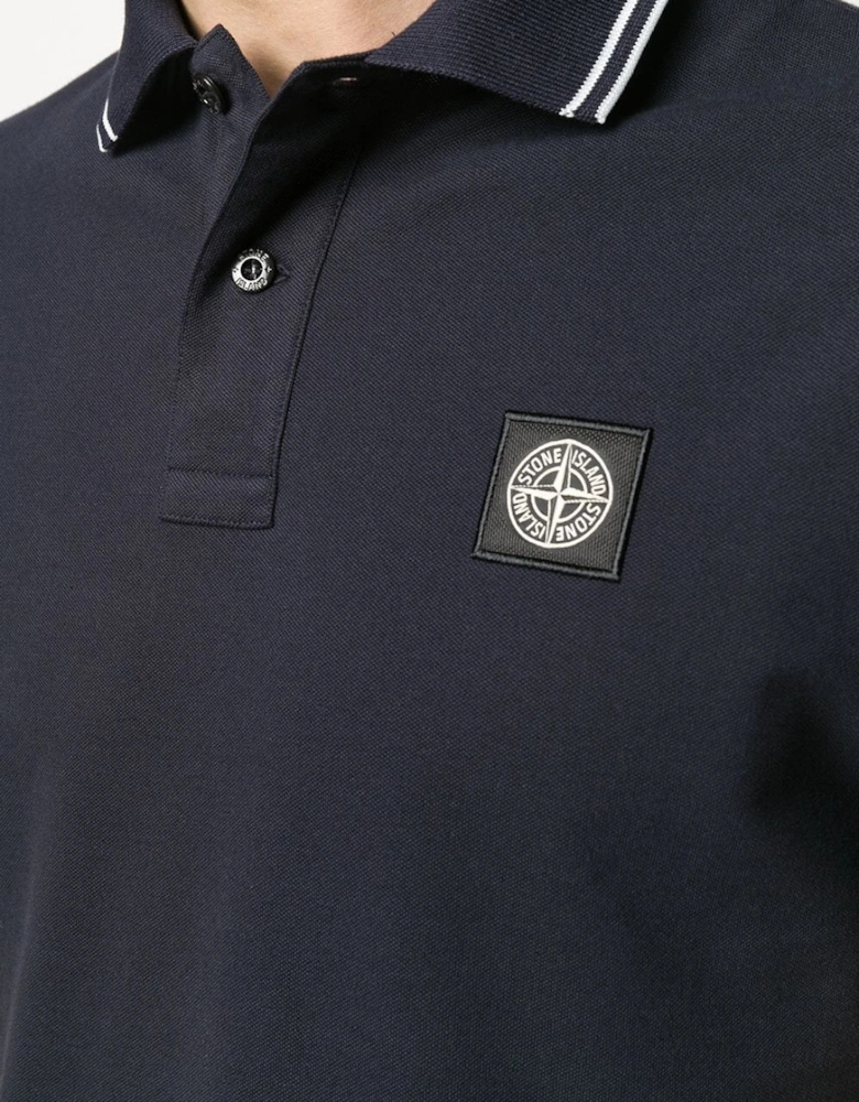 Cotton Piqué Polo Shirt in Navy Blue