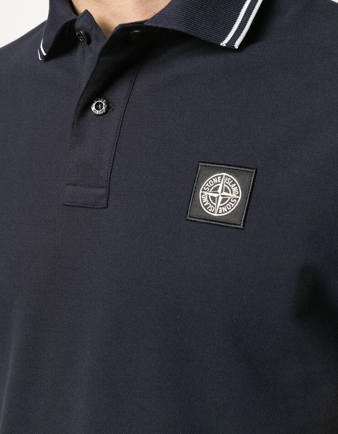 Cotton Piqué Polo Shirt in Navy Blue