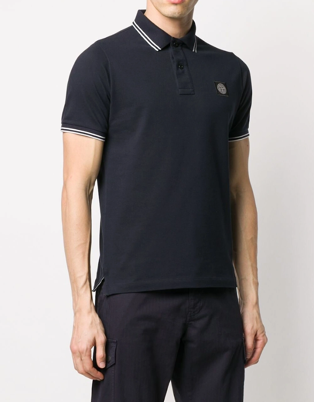 Cotton Piqué Polo Shirt in Navy Blue