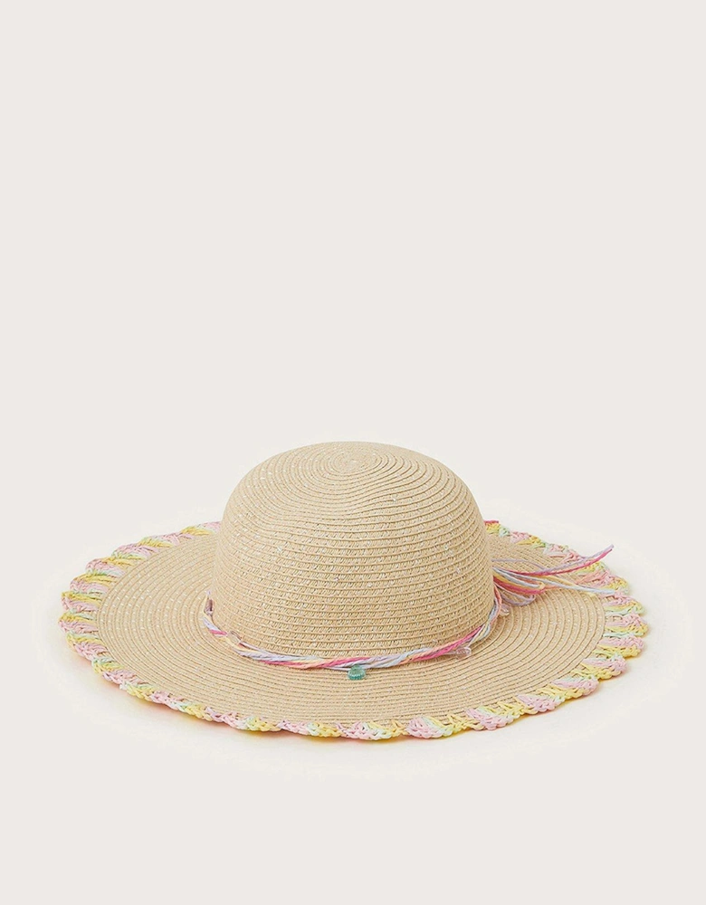 Girls Pastel Sequin Floppy Sun Hat - Multi