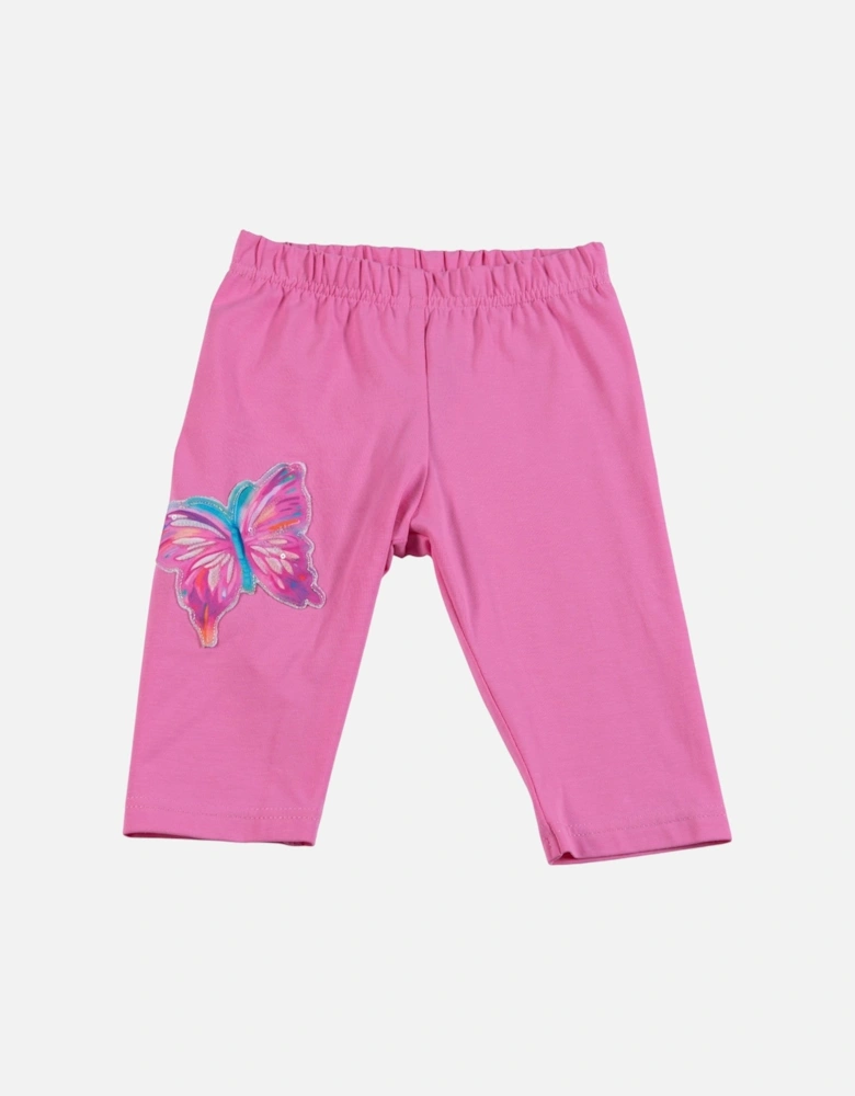 Girls Pink Butterfly Short Legging