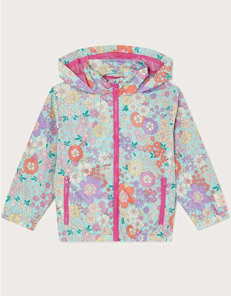 Girls Floral Print Windbreaker Jacket - Multi