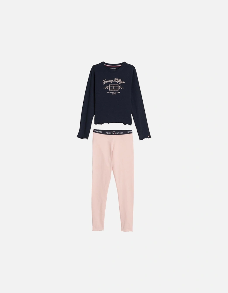 Girls Long Sleeve Pyjama Legging Set - Multi