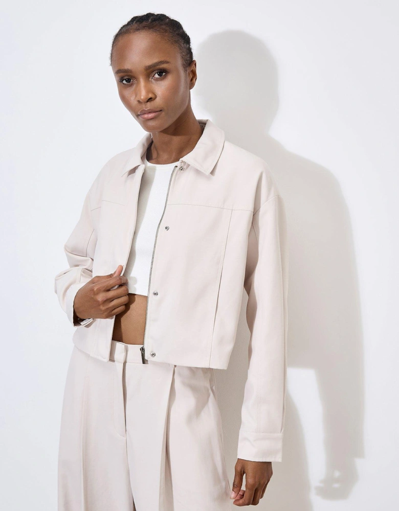 Soft Tailored Cropped Jacket - Stone