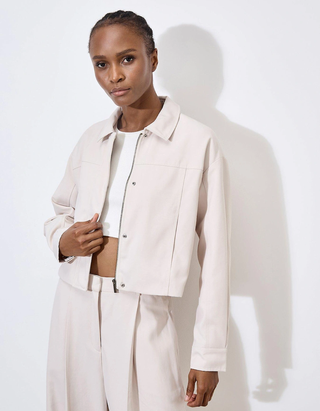 Soft Tailored Cropped Jacket - Stone, 2 of 1