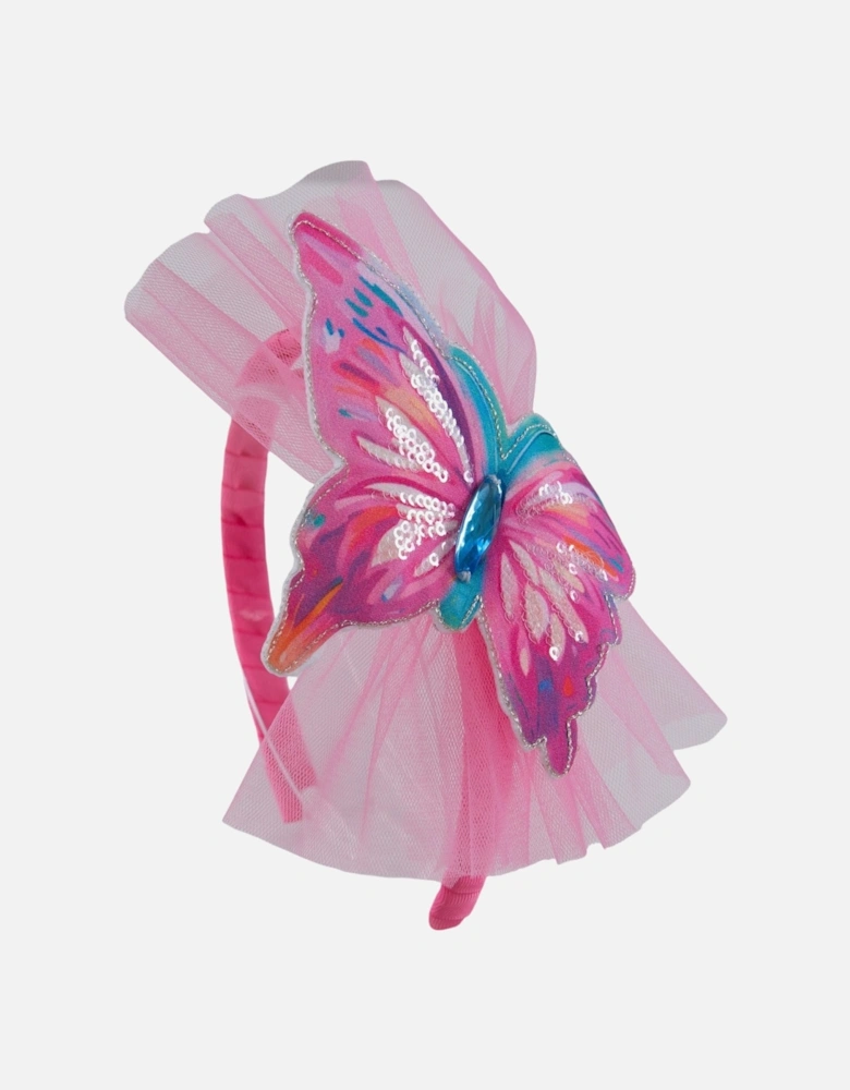 Girls Pink Butterfly Hairband