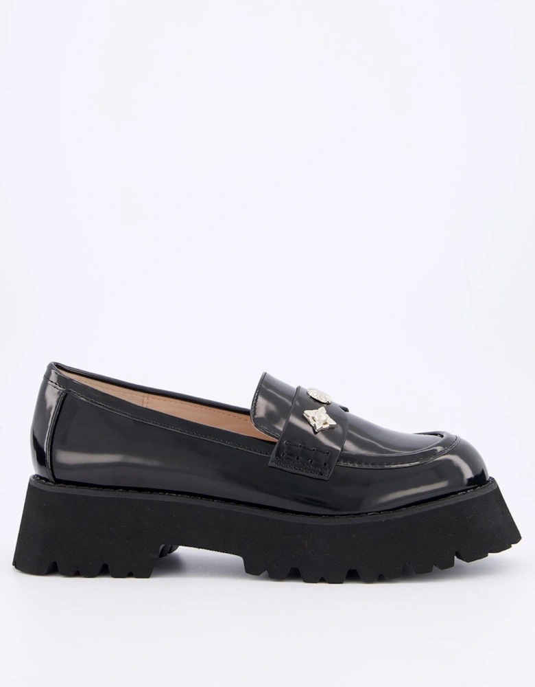 Aleyna Chunky Loafer Flat Shoes - Black