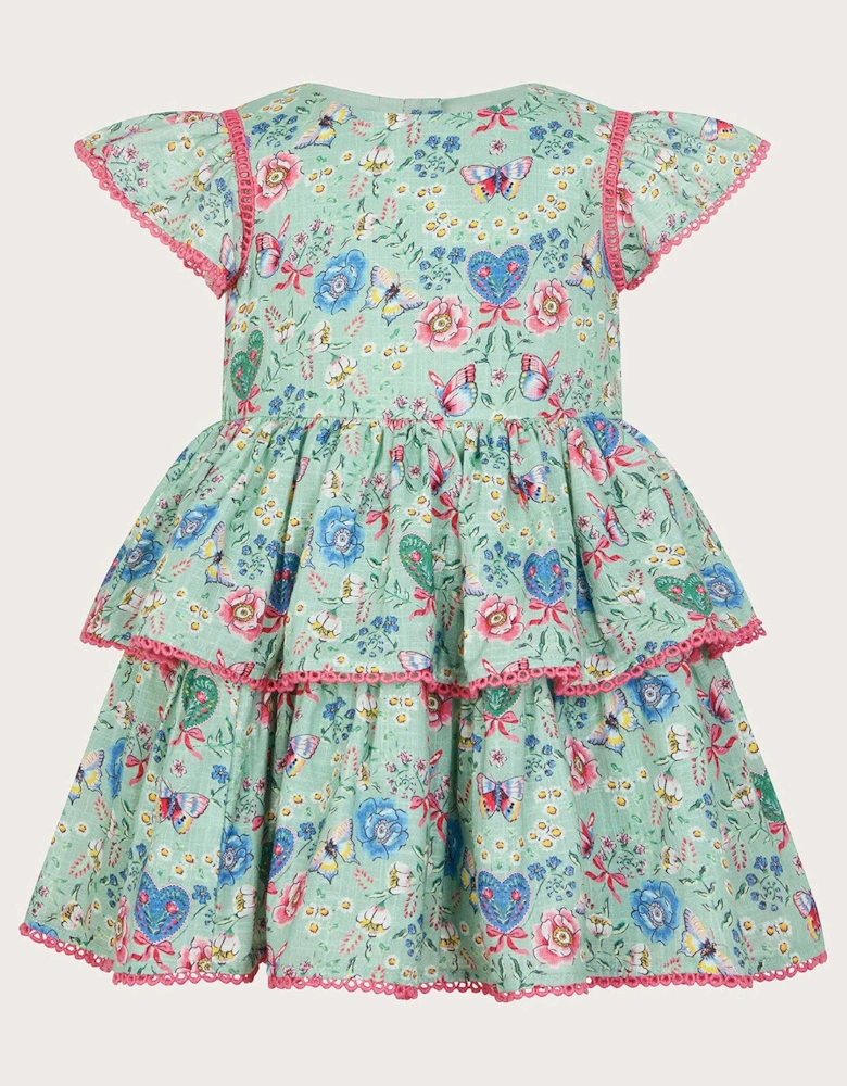 Baby Girls All-over Butterfly Print Dress - Green