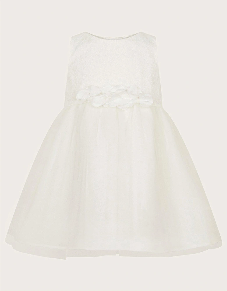 Baby Girls Freija Lace Floral Dress - Light Cream