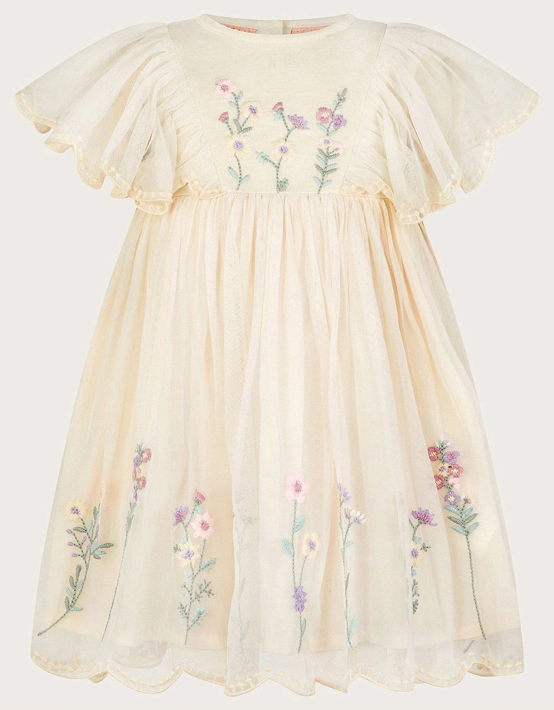 Baby Girls Floral Embroidered Tulle Dress - Light Cream, 2 of 1